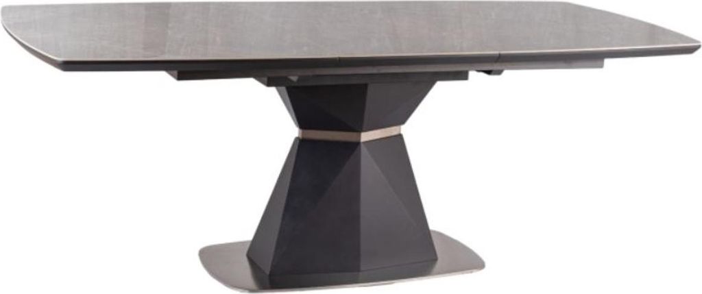 Casa Padrino Luxus Esstisch Grau / Matt Anthrazit 160-210 x 90 x H. 76 cm - Moderner ausziehbarer Esszimmertisch mit Keramikplatten in Marmoroptik ...