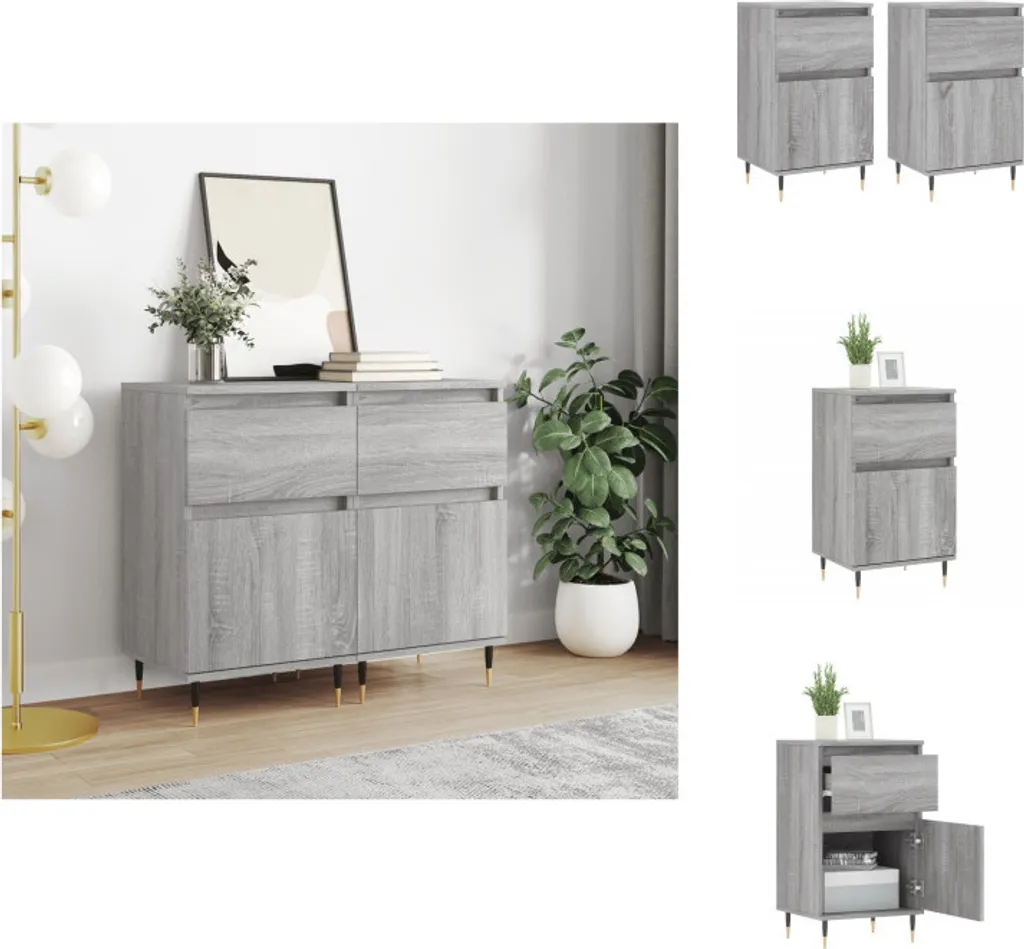 vidaXL Buffets 2 pcs Gris Sonoma 40x35x70 cm en Bois d'Ingénierie Chic