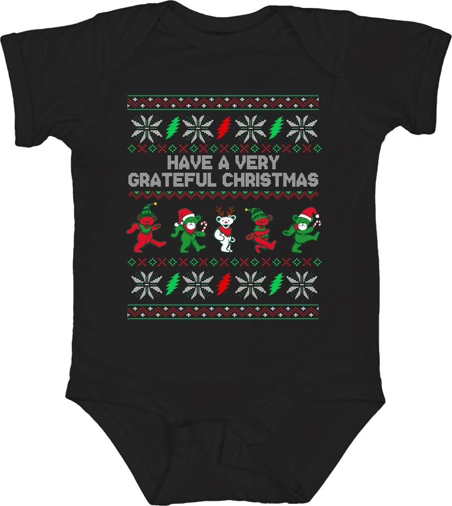 Grateful Dead Grateful Christmas tanzende Bären Weihnachten Retro Unisex Baby Body, Schwarz, 6/12