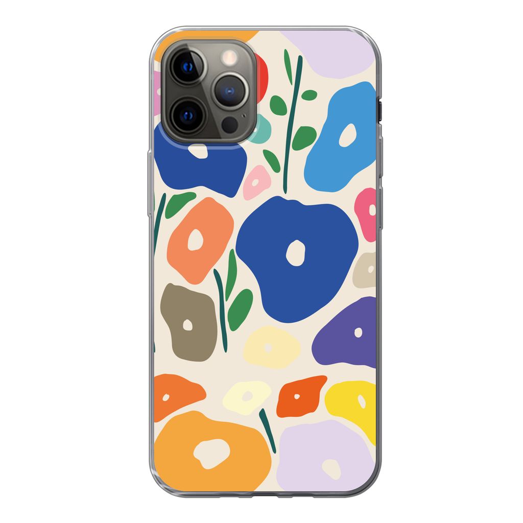 MuchoWow Handyhülle Schutzhülle Hülle für iPhone 13 Pro Blume - Abstrakt - Blätter Silikon Softcase Handy Hülle - Handy-Tasche