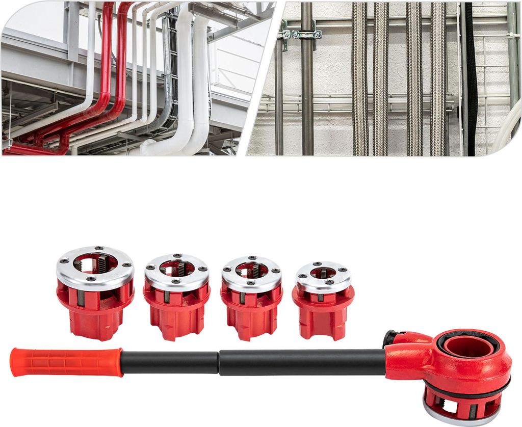 5 Schneideisen (3/8", 1/2", 3/4", 1", 1-1/4") Rohrgewindeschneidsatz, Schneidewerkzeugset für Klempner