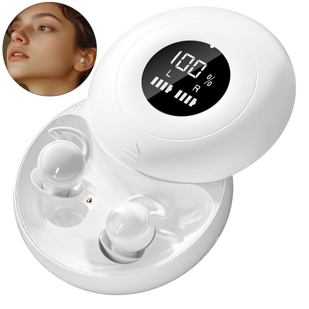 Bluetooth 5.4 Schlaf Kopfhörer für Seitenschläfer, Mini Sleep Earbuds mit Geräuschunterdrückung, ultra weiche Silikon Ohrstöpsel, kabellos & ...