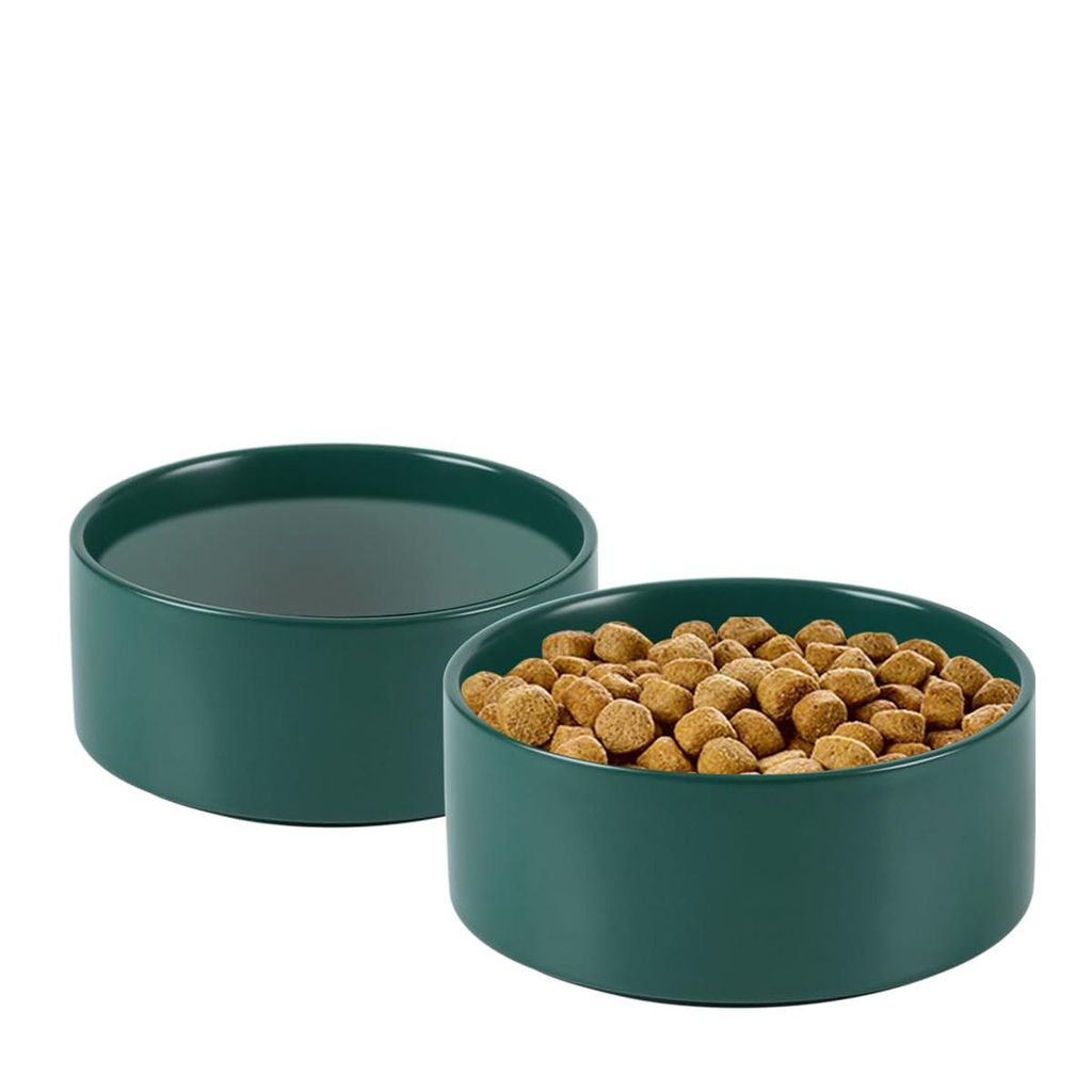 Großer Futternapf aus grüner Keramik mit gerader Öffnung, umstoßsicherer Wassernapf, Futternapf für Hunde und Katzen