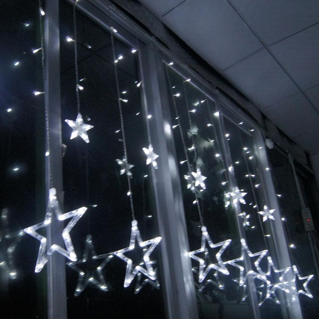 LED Lichterkette Fenster Lichtervorhang Weihnachten Innen Außen Xmas Beleuchtung 