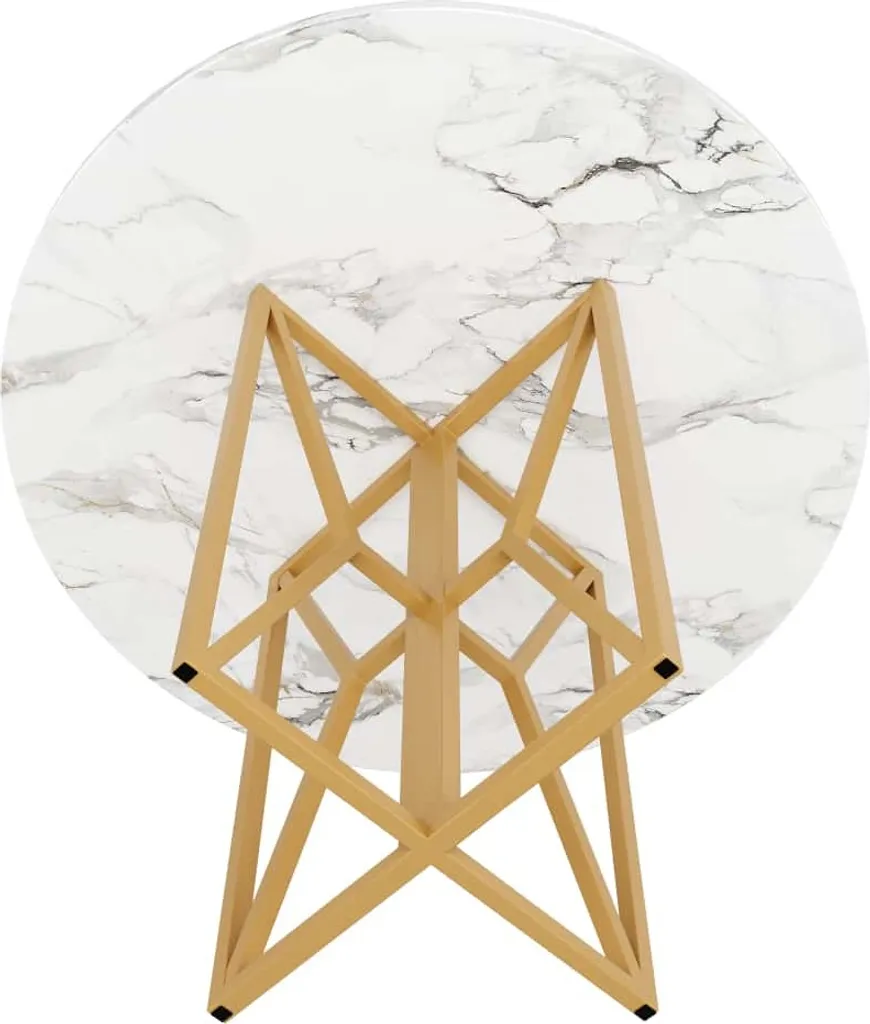 Table à manger ronde AIORBER 80cm Blanche avec Structure Métallique - 9
