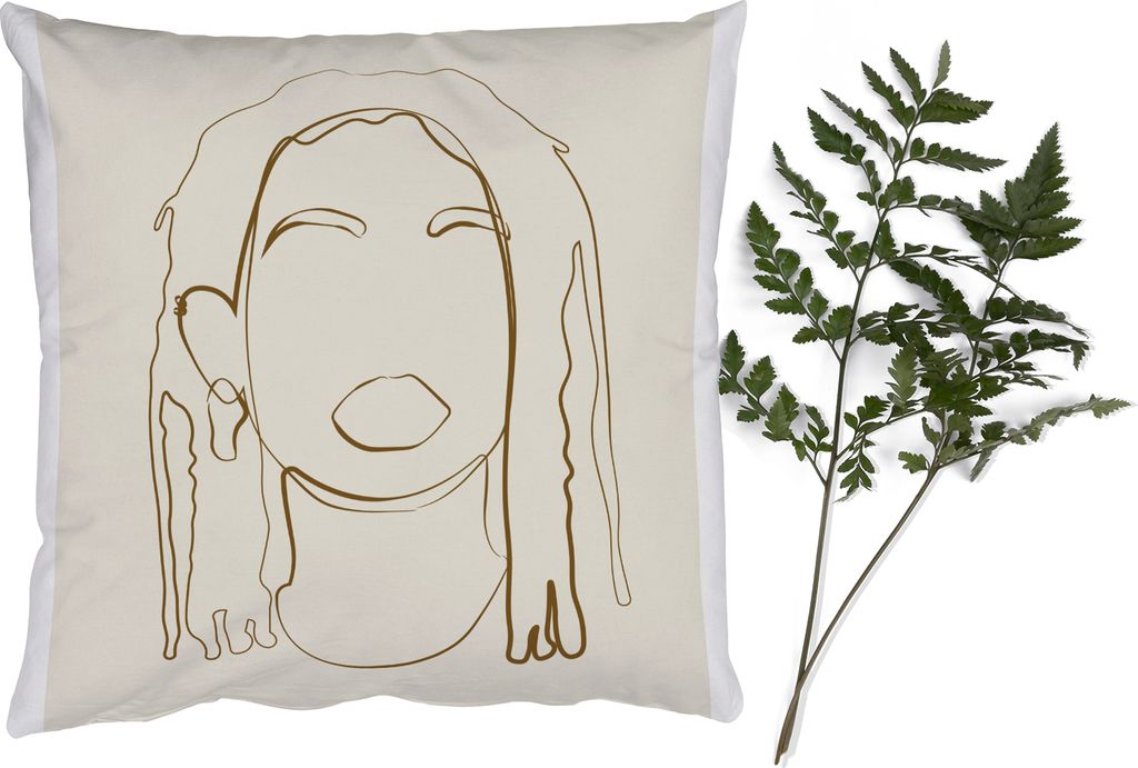 MuchoWow Zierkissen Sofakissen Wohnzimmer Dekokissen 45x45 cm Frauen - Text - Strichzeichnungen - Zitate - Schlafpolster - Polster für das Sofa