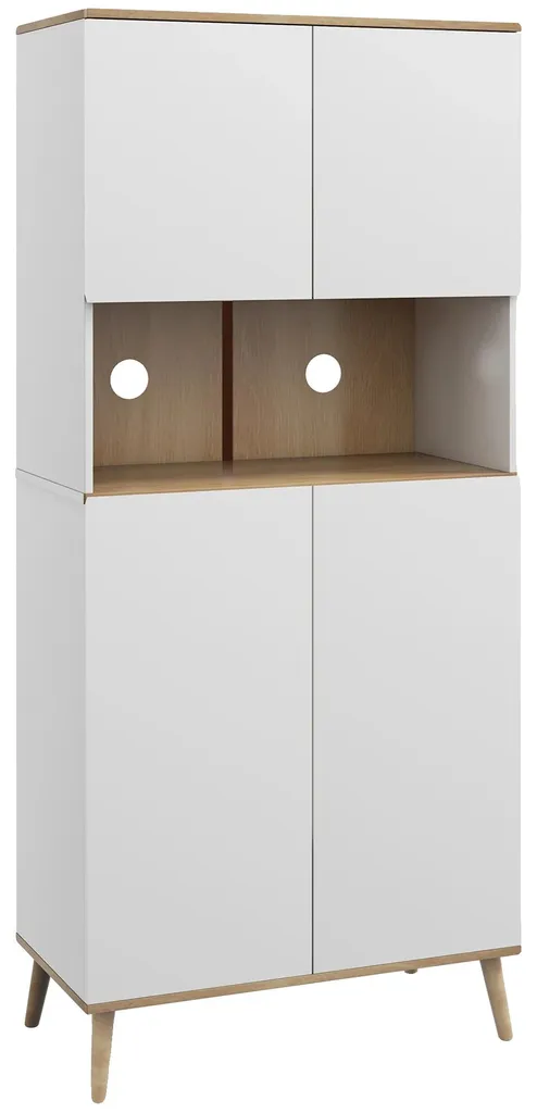 Armoire de cuisine blanche, 180cm, étagères réglables et structure robuste