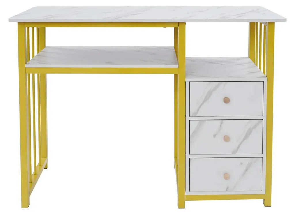 Table de soins des ongles en acier doré avec rangements intégrés