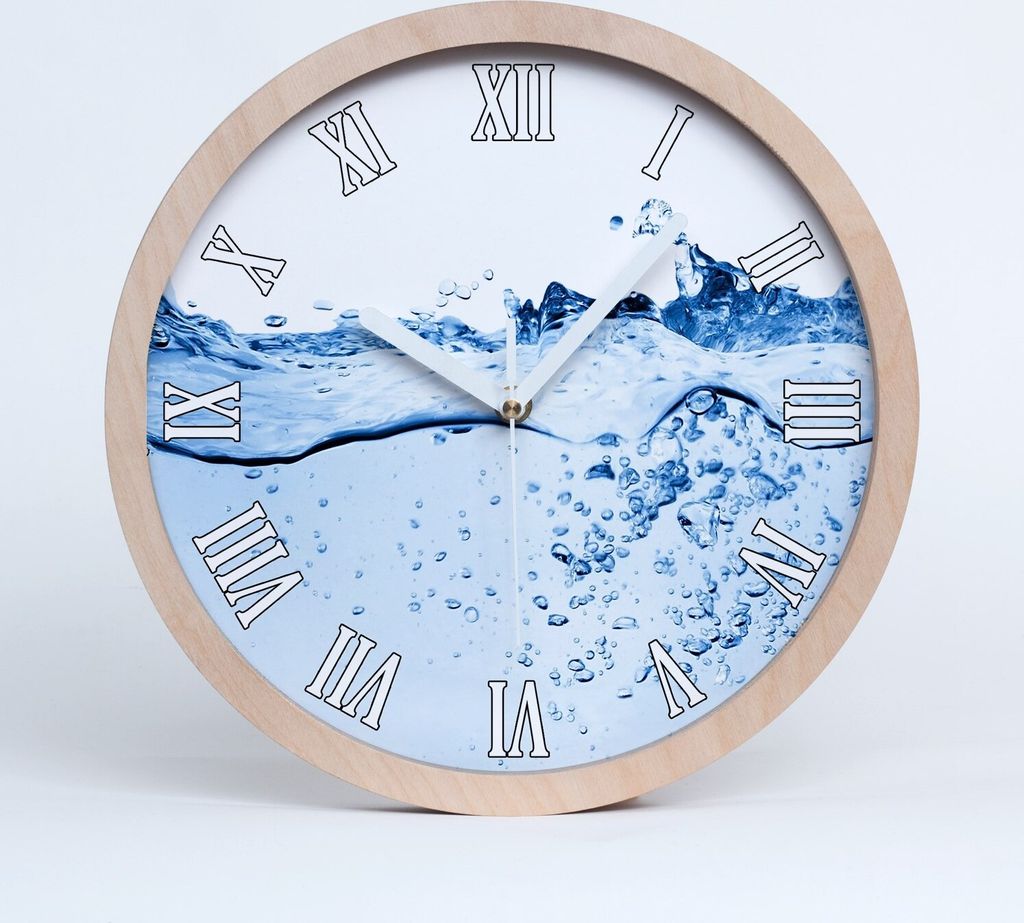 Holzuhr 25fi cm wanduhr - weiße Spitzen - Wasser