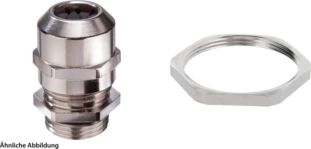WISKA Verschraubung mit Gegenmutter PG36x1,588 inkl. O-Ring Messing (CuZn) vernickelt Gewindelänge 9,0mm - 1 Stück
