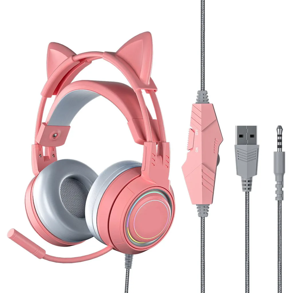 Casque gaming rose G200 avec micro réduction bruit pour PC et console