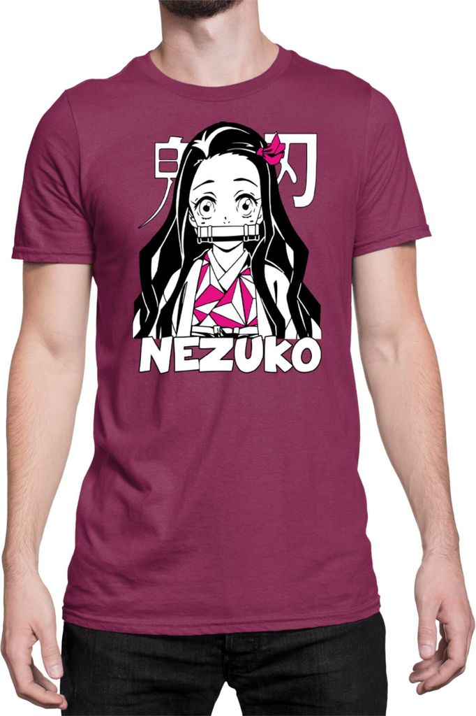 Herren T-Shirt Demon Anime Slayer Kimetsu No Yaiba Nezuko Kamado 008, Man XL / Burgundy