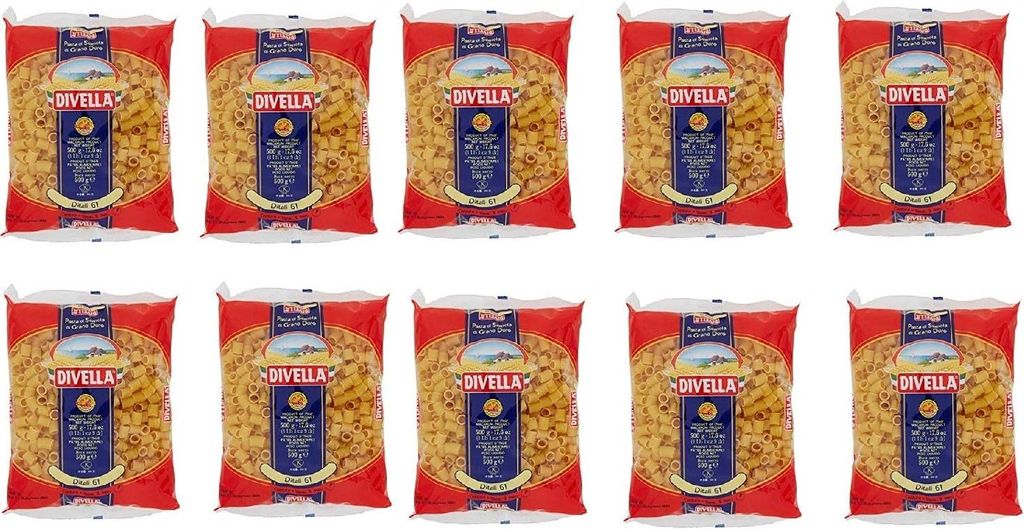 10x Pasta Divella 100% Italienisch N° 61 Ditali 500 g Produktbild 