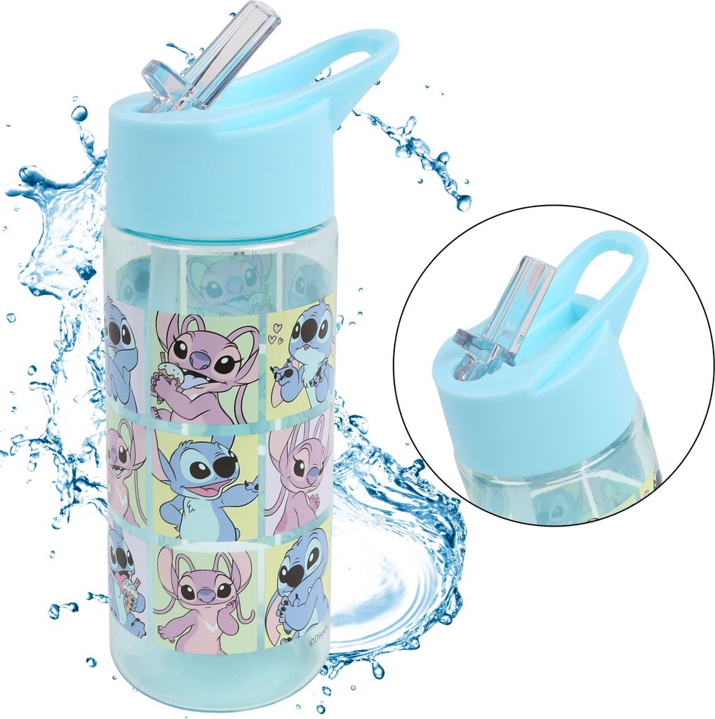 Disney Lilo und Stitch Plastikflasche mit Strohhalm, Produktbild 