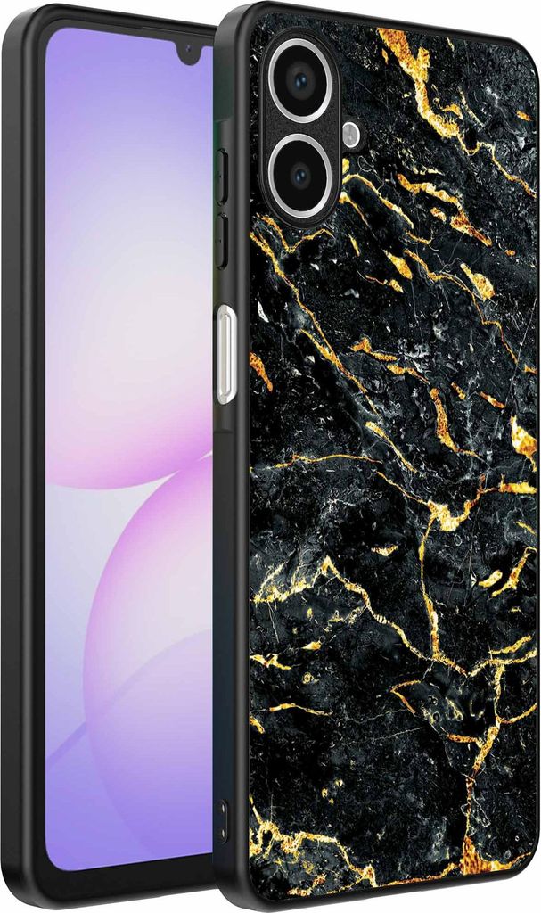 Fit für Samsung Galaxy A07 Telefon Fall mit schwarzem Gold Marmor Print - TPU Backcover Fall Schwarz Gold Marmor Design - Schwarz Gold - Smartphonica