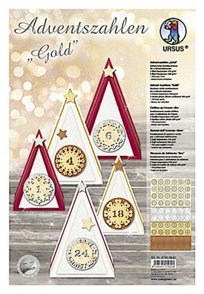 Buntpapierfabrik Ludwig Bähr Ursus Adventszahlen Gold