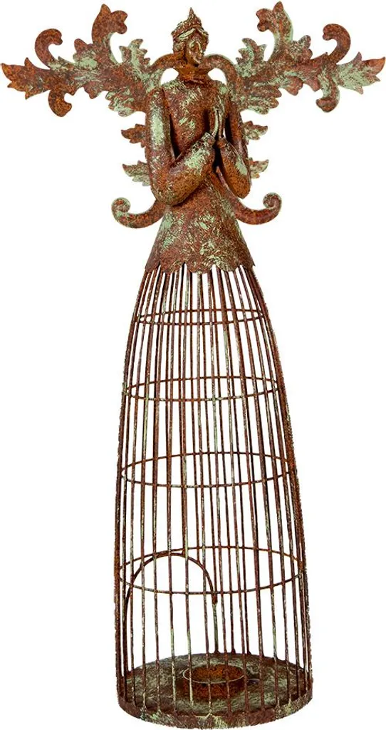 Grand bougeoir ange en métal brun 58cm style rétro Clayre & Eef