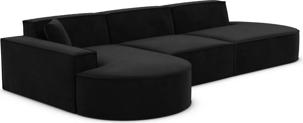 Samtstoff L-Form Lounge Sofa Brevia Schwarz Links