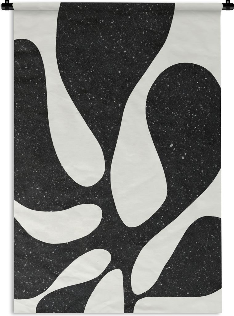 MuchoWow Wandteppich Wandbehang Pflanze - Schwarz - Minimalismus 90x135 cm Tapisserie Dekoration Wandtuch - Baumwolle - Wandskulptur