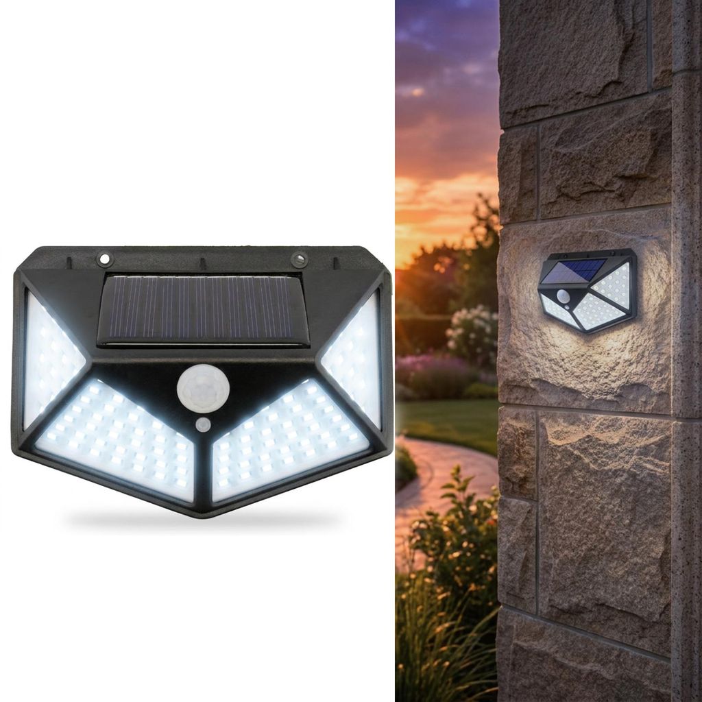 LUMILED Solarlampe mit Bewegungsmelder 100 LED 3 Modi Solar Produktbild 