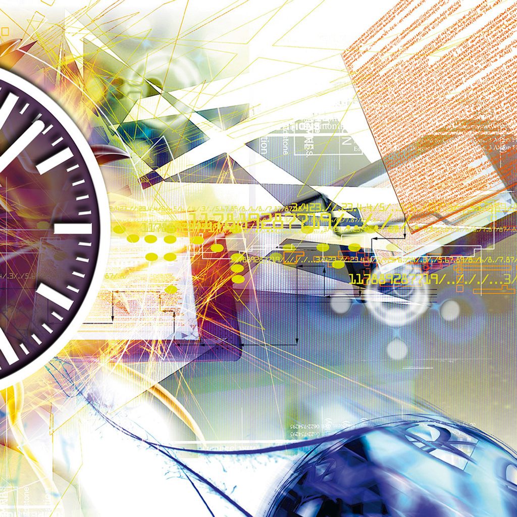 Wanduhr XXL 3D Optik Dixtime abstrakt hell weiß 50x70 cm leises Uhrwerk GR-030