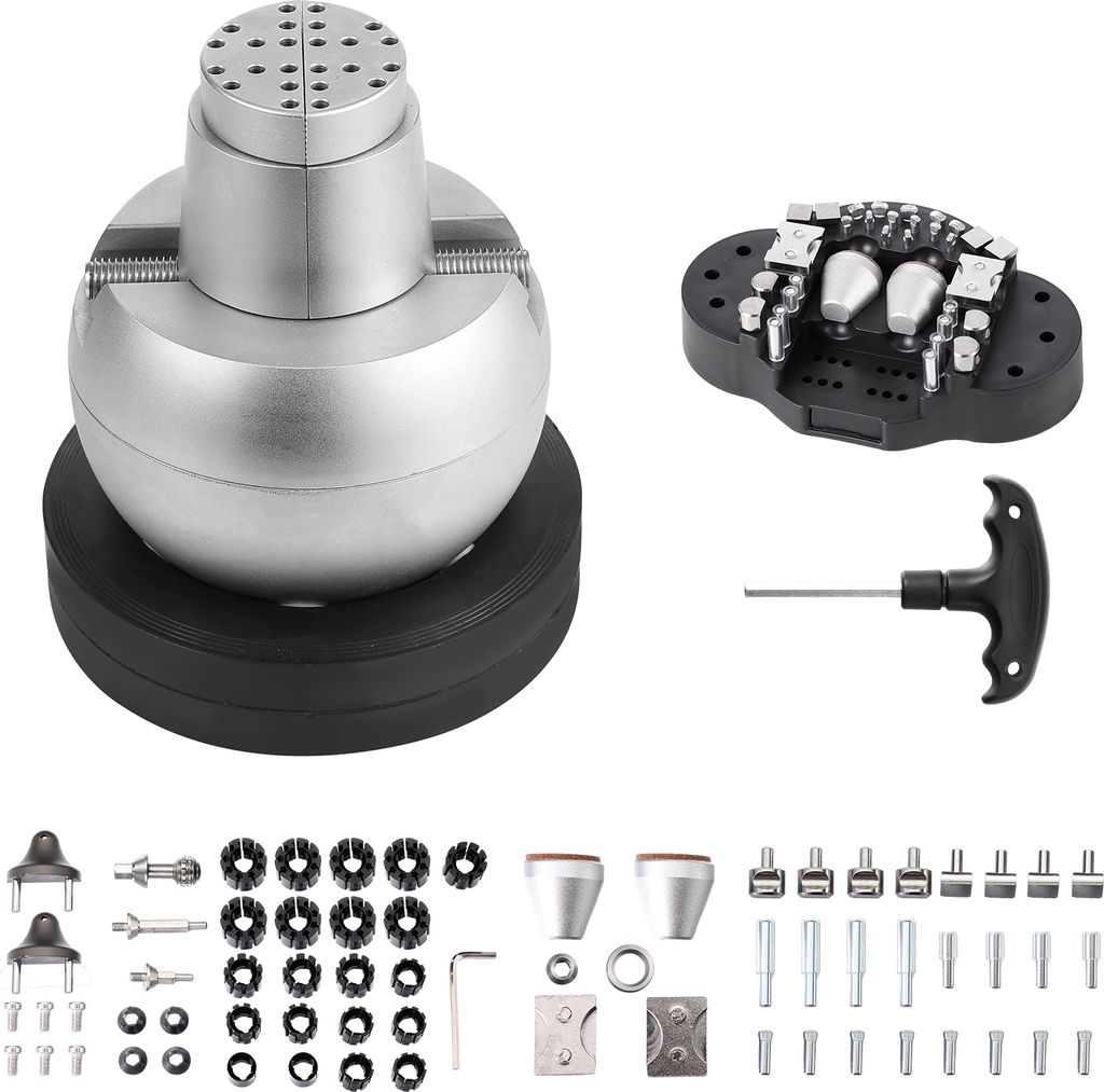 SucceBuy Ball Vise: 5" Gravier-Einstellwerkzeug mit 360°-Drehung. 69 PCS-Aufsätze für Edelstein-Einlegearbeiten und Kleingravuren. Standardblock...