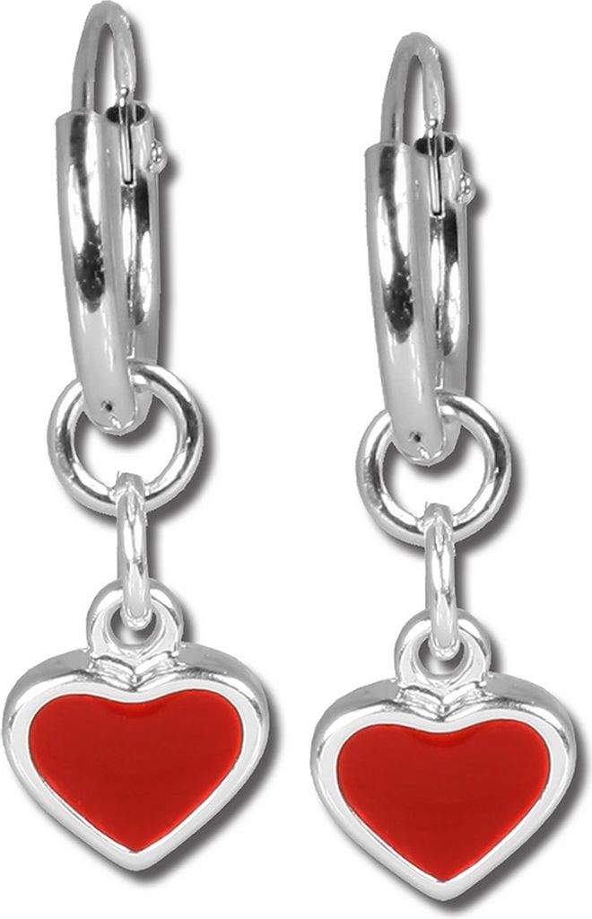 Teenie-Weenie Creolen 13mm rot Ohrringe Sterlingsilber Herz Kinder D2SDO076