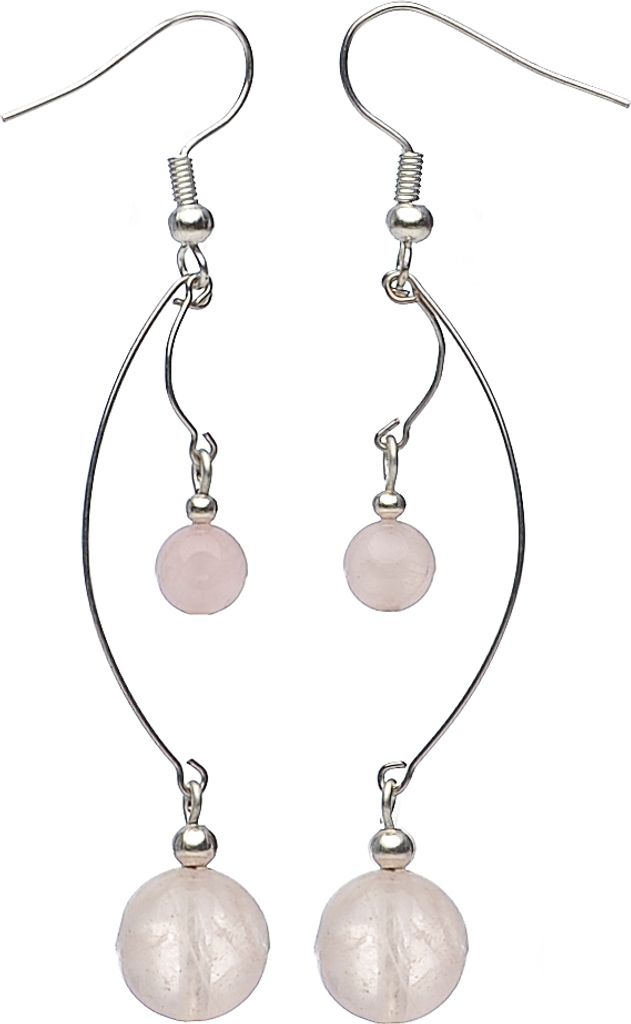 Lange Ohrhänger Ohrringe aus echtem Rosenquarz Länge 6.8cm Ohrschmuck Damen