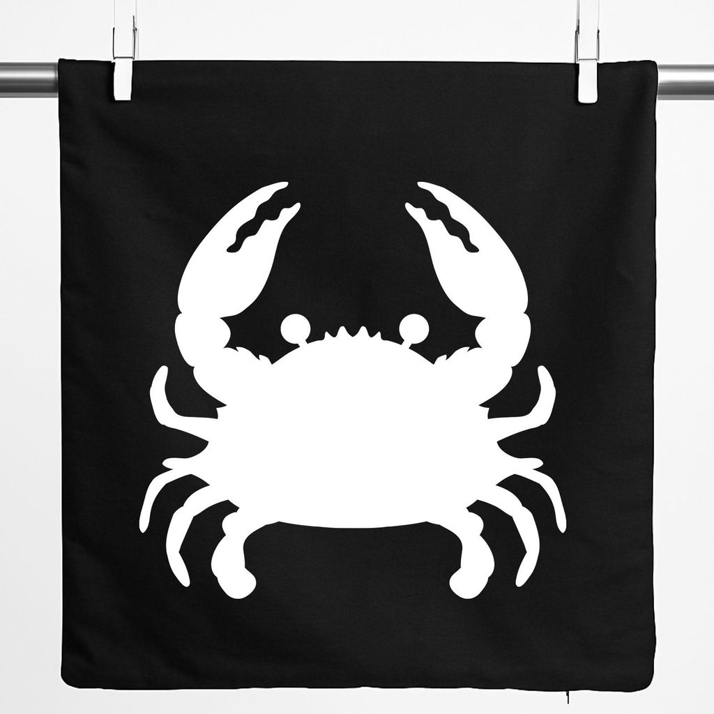 Huuraa Kissenbezug Krabbe Silhouette 40x40cm Black Baumwolle Dekokissenbezug Geschenkidee