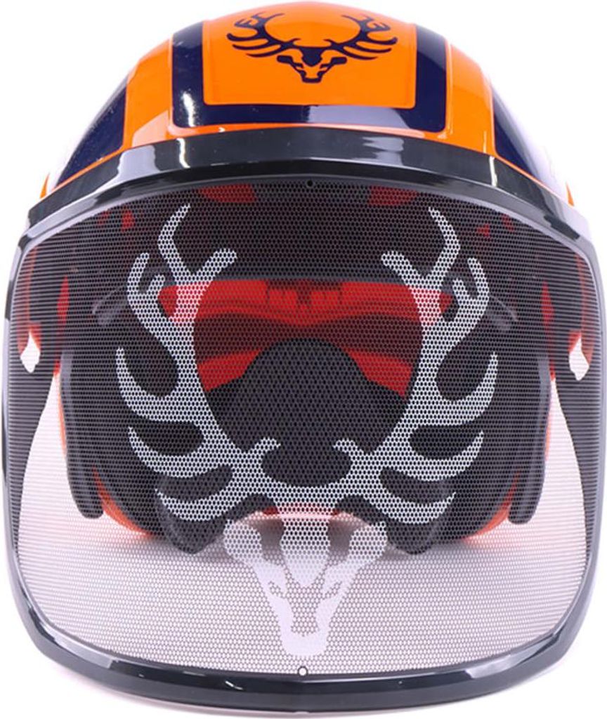 PROTOS Forsthelm / Schutzhelm KOX Edition mit Gehörschutz und Visier Integral Forest Orange/Blau OneSize