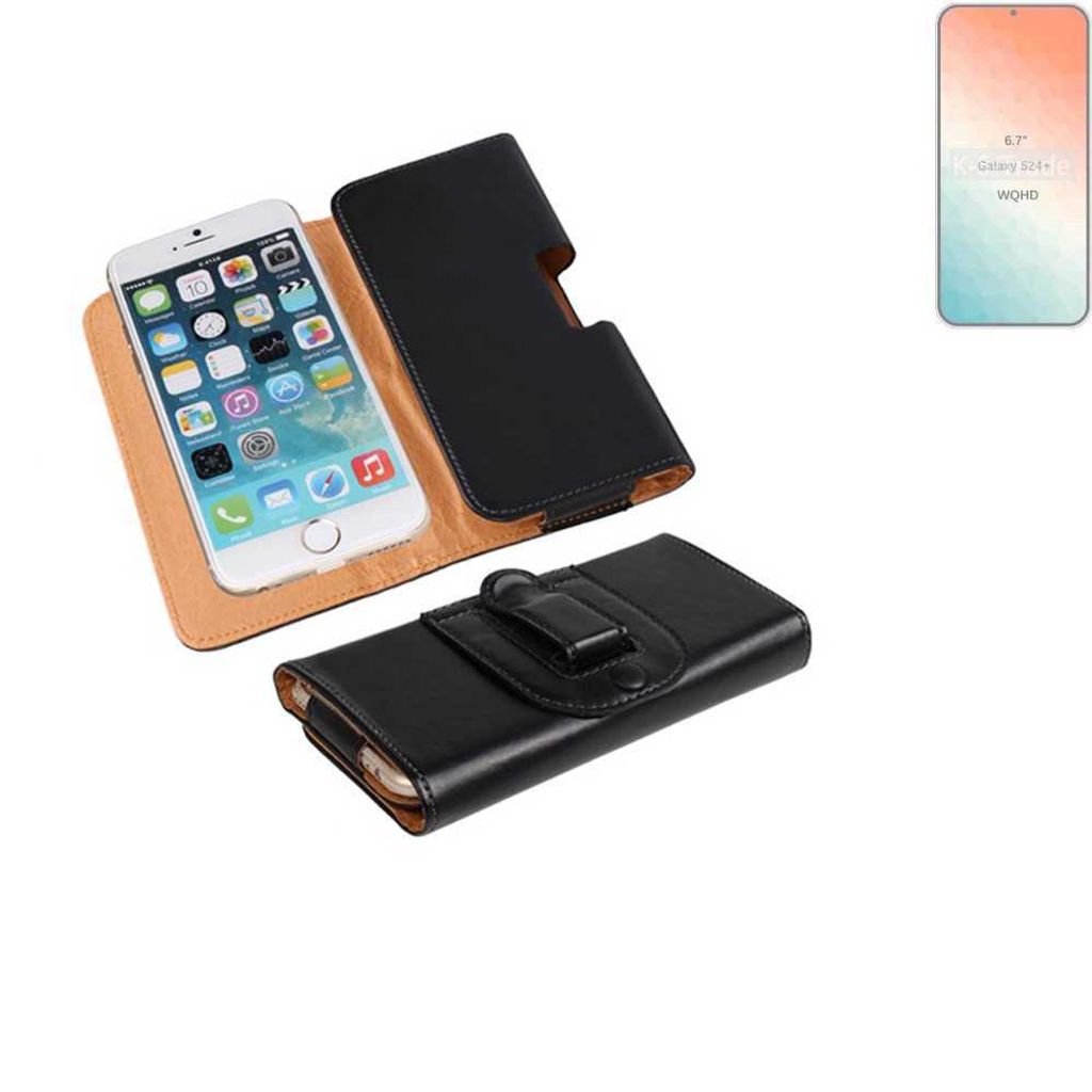 K-S-Trade Schützhülle Handyhülle kompatibel mit Samsung Galaxy S24+ Holster Gürtel Tasche Schutzhülle Handy-Tasche Smartphone Case Seitentasche