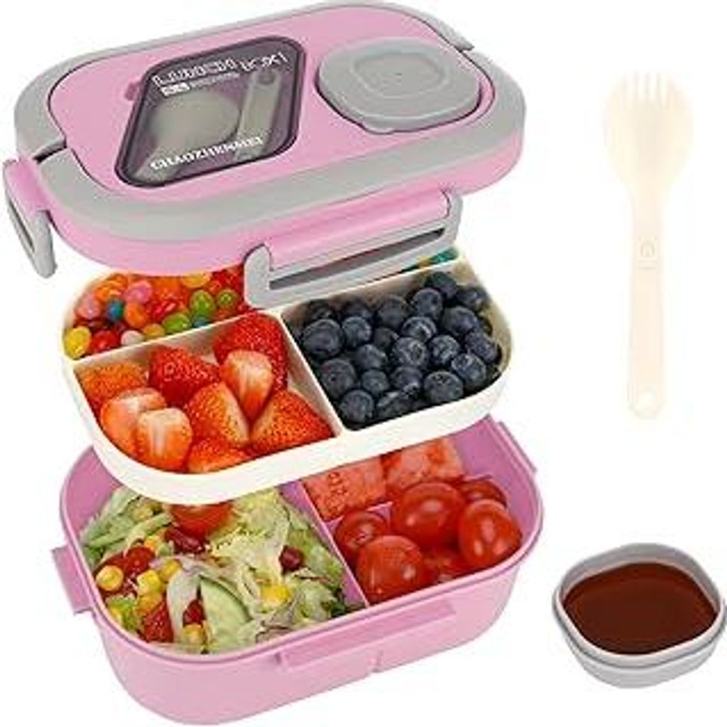 Kasanni Lunch Box with Compartments, Lunchbox, Behälter für Mittagessen und Salat, Bento-Box mit Löffel, Vesperdose, Pausenbrot, für Erwachsene...