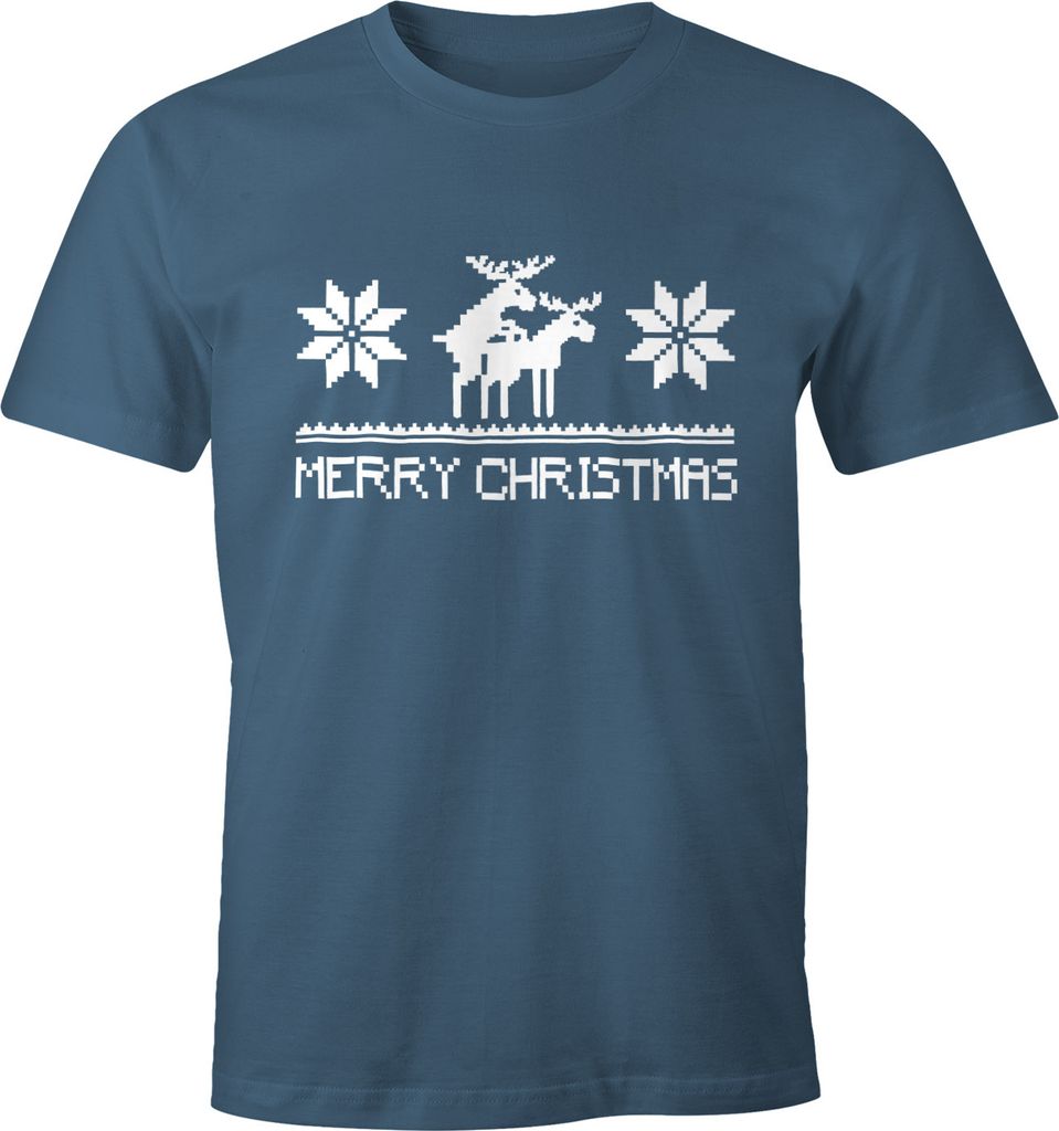 Weihnachten Herren T-Shirt Merry Christmas Fun-Shirt Moonworks denim XXL