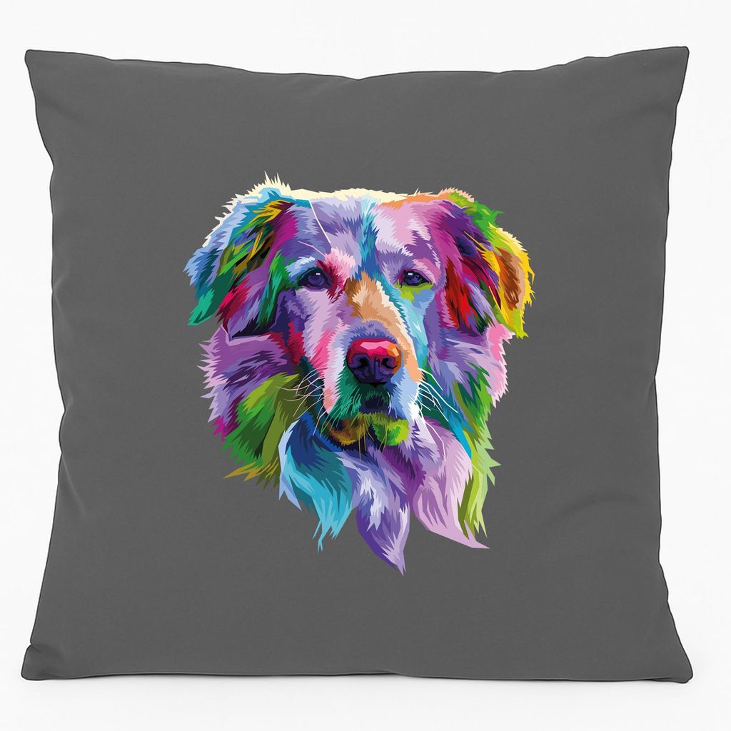 Huuraa Kissen Golden Retriever Colorful 40x40cm mit Füllung Steel Grey Baumwolle Dekokissen Geschenkidee