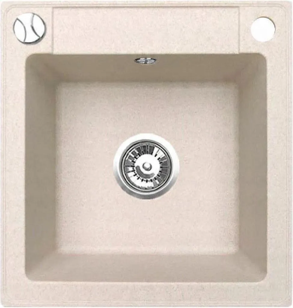 QLS Lavello in granito Belmondo 46x44 cm Lavello da incasso Lavello beige 11318