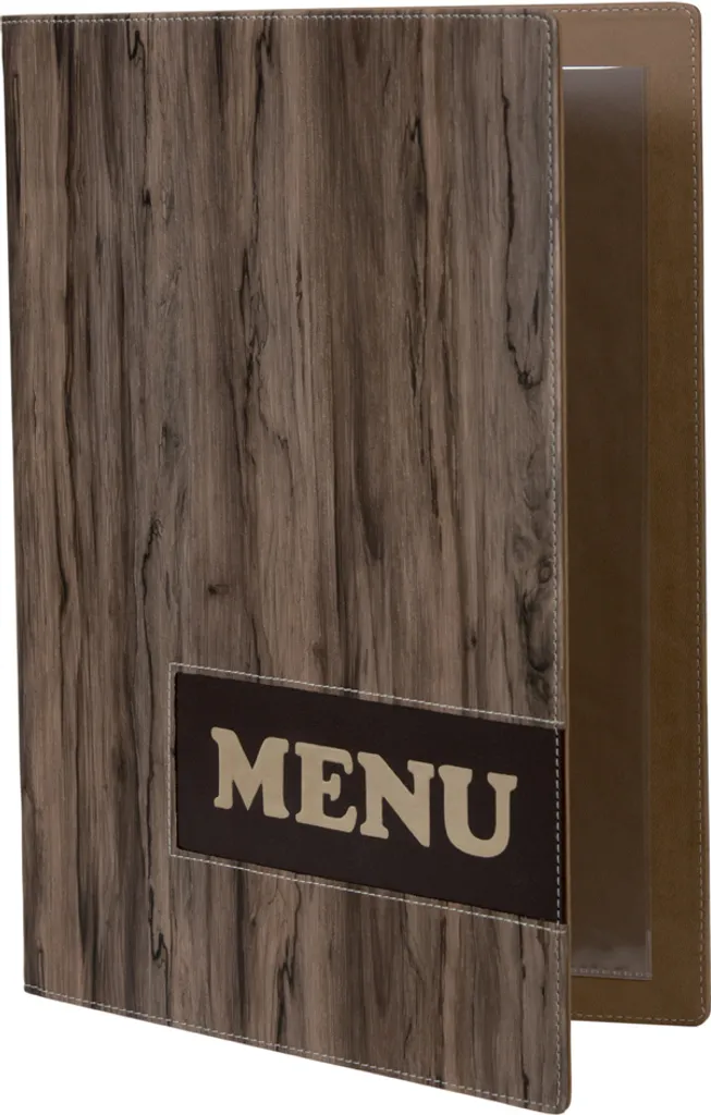 Protège-menu Securit DESIGN WOOD A4 brun aspect bois naturel élégant