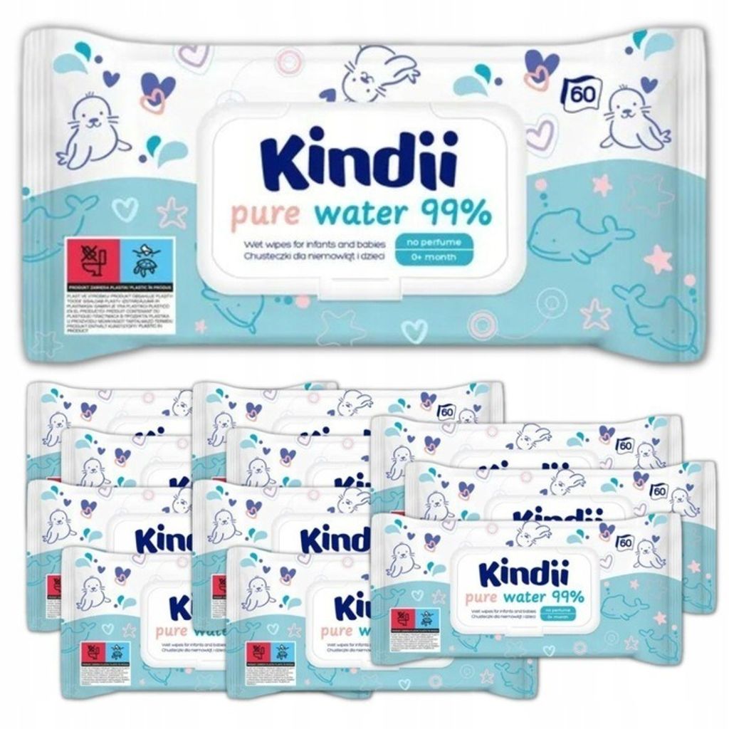 Chusteczki dla dzieci i niemowląt Cleanic Kindii pure water Zdjęcie produktu 