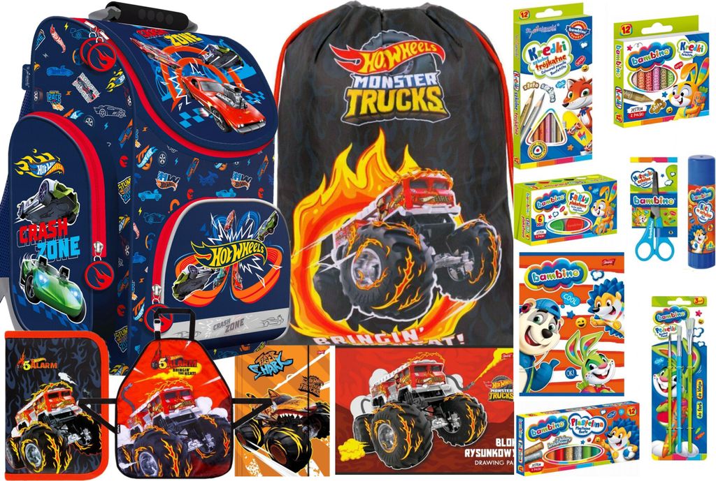 14tlg HOT WHEELS Schulranzen Rucksack Ranzen Federtasche Produktbild 