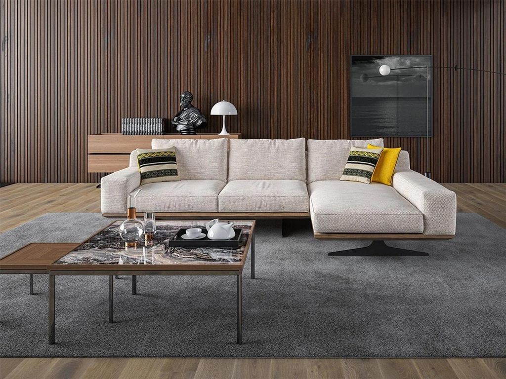 Designer Luxus Textil Polstersofa L-Form Wohnzimmer 2x Couchtisch Einrichtung