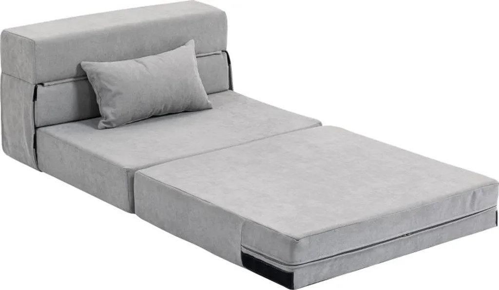 Canapé de sol en mousse haute densité convertible en lit d'appoint gris