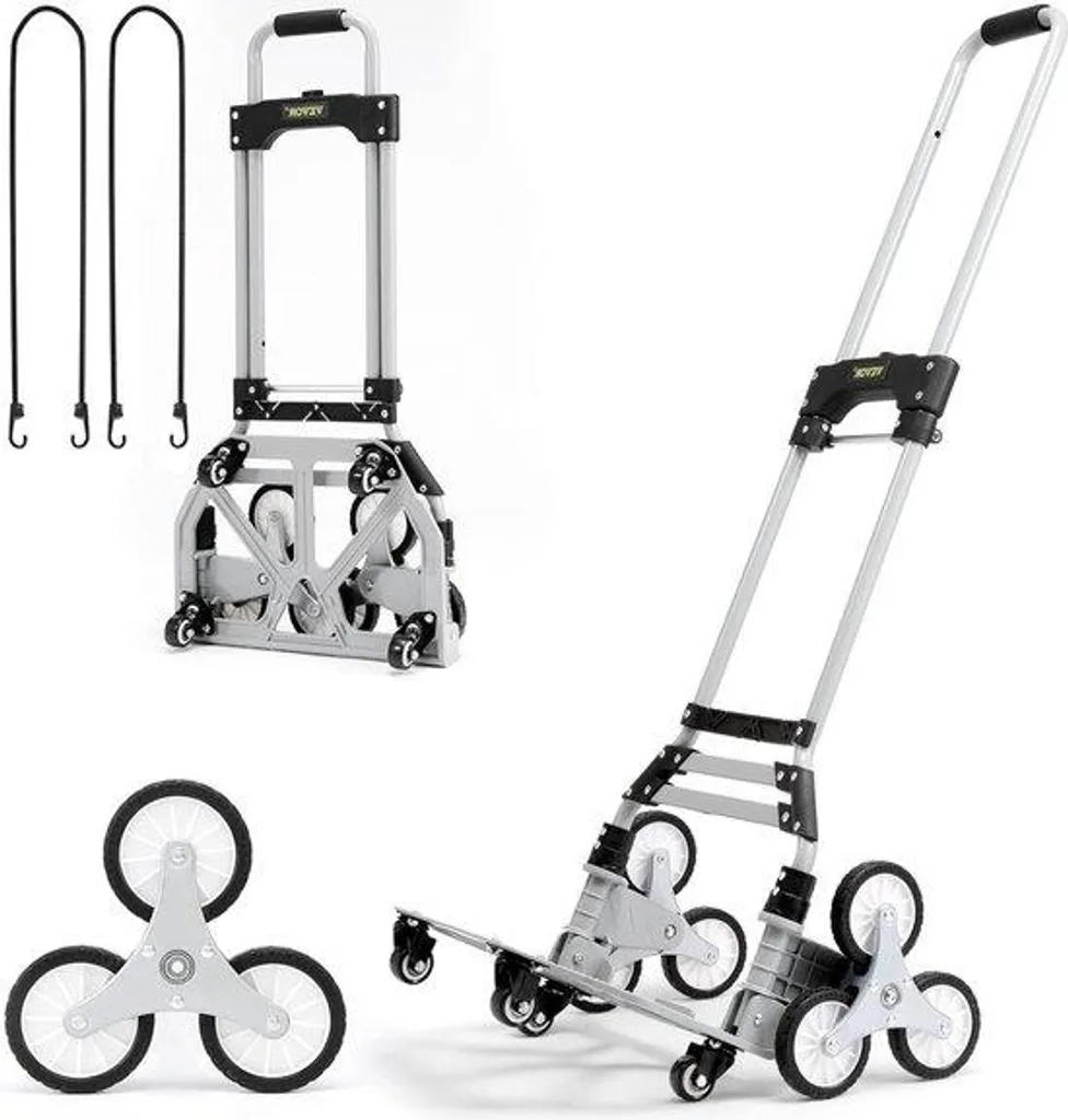 Diable de transport télescopique 4 roues en aluminium 39 x 27 cm