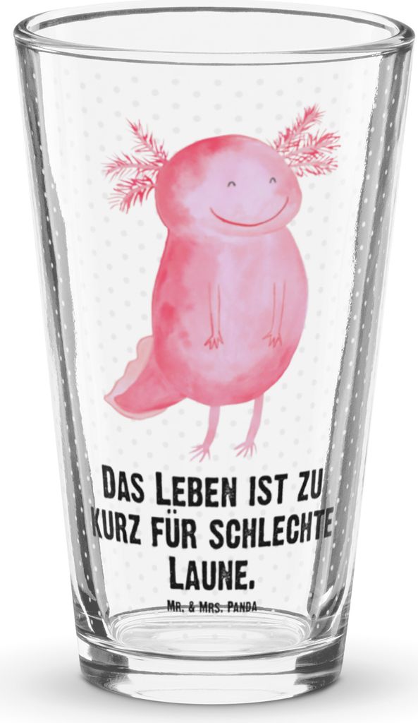 Mr. & Mrs. Panda Glas Axolotl Glücklich - Transparent - Geschenk, Axolot, gut Gelaunt, Lebensfroh, Lurch, Tumbler, Pint, Cocktailglas, Schwanzlurc...