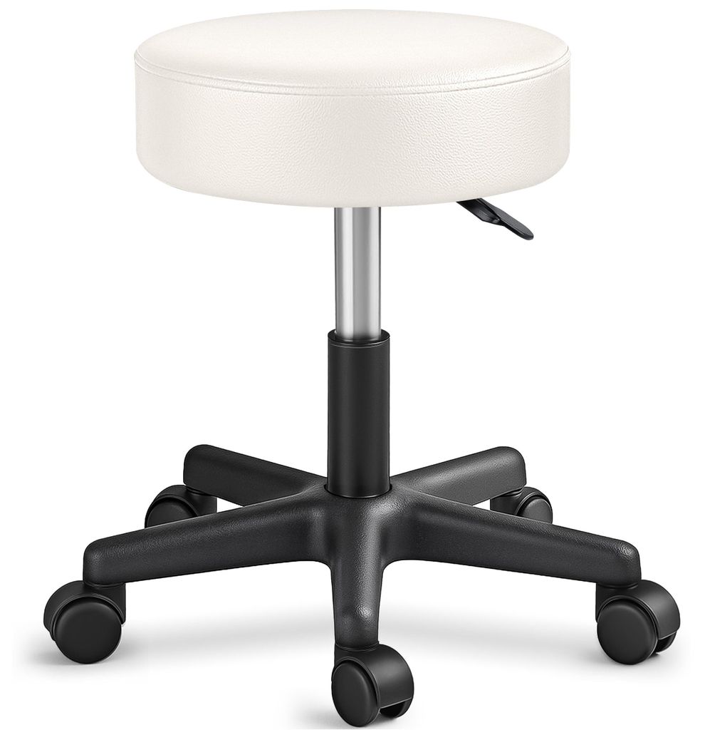 Verstellbarer Rollhocker beige bis 150 kg | Drehhocker mit Produktbild 
