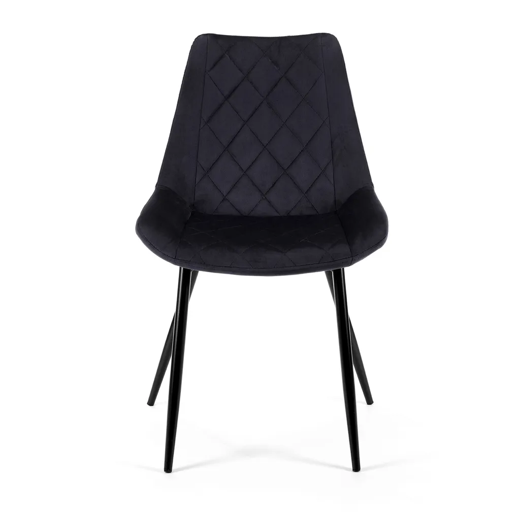 Chaise de Table en Velours Noir au Design Moderne et Pieds Robustes - 5