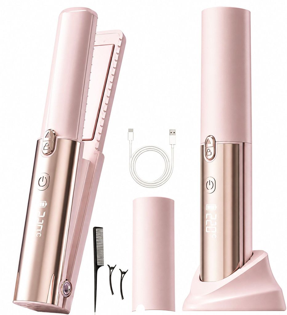 Glätteisen Kabelloser 2-in-1 Haarglätter & Lockenstyler, Produktbild 