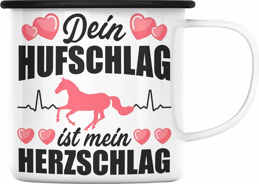 Trendation - Pferde Emaille Tasse Geschenk Mädchen Spruch Reiten Geschenke Pferd Emaille Emaille Tasse für Reiterin Pferdeflüsterer Erwachsene (...