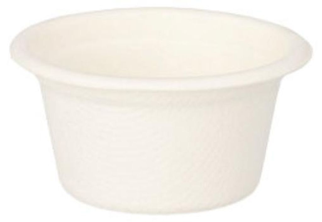 PAPSTAR Dressingschalen Zuckerrohr "pure" Ø 6 cm, weiß, 12er Set | Schrumpffolie (12 Stück)