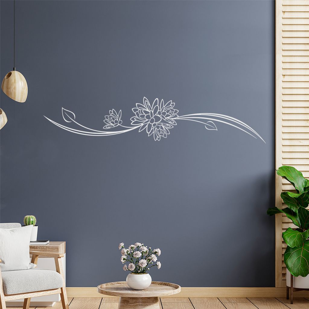 Blume - Linien Wandtattoo in 6 Größen - Wandaufkleber Wall Sticker - Dekoration, Küche, Wohnzimmer, Schlafzimmer, Badezimmer