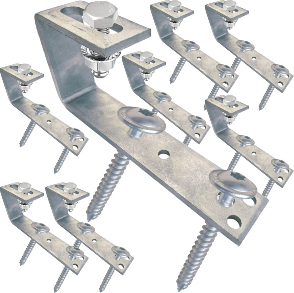 2 Module Montageset Bitumendachhaken, 8cm, Sechskantkopf 17