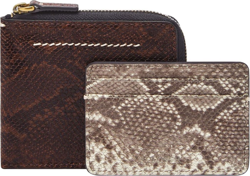 FOSSIL Kartenetui Kartenhalter Westover Large Zip Bifold Mocha braun